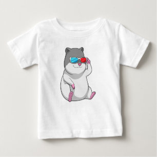 Camiseta Para Bebê Hamster com Óculos