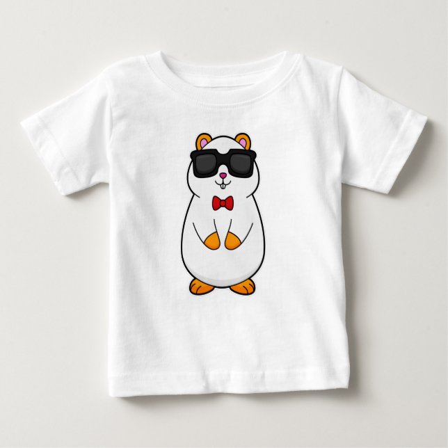 Camiseta Para Bebê Hamster com óculos de sol e Arco (Frente)