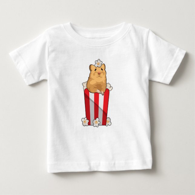 Camiseta Para Bebê Hamster com pipoca (Frente)