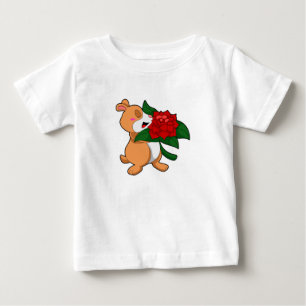 Camiseta Para Bebê Hamster com Rosa de Flor