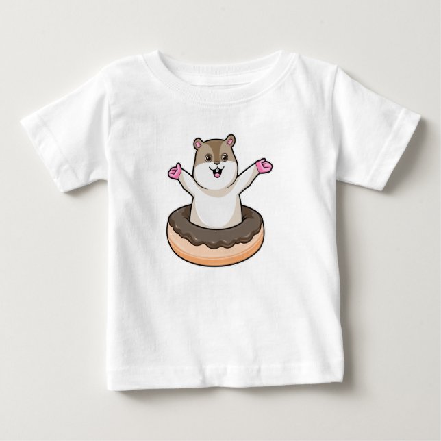 Camiseta Para Bebê Hamster com Rosquinha de Chocolate (Frente)