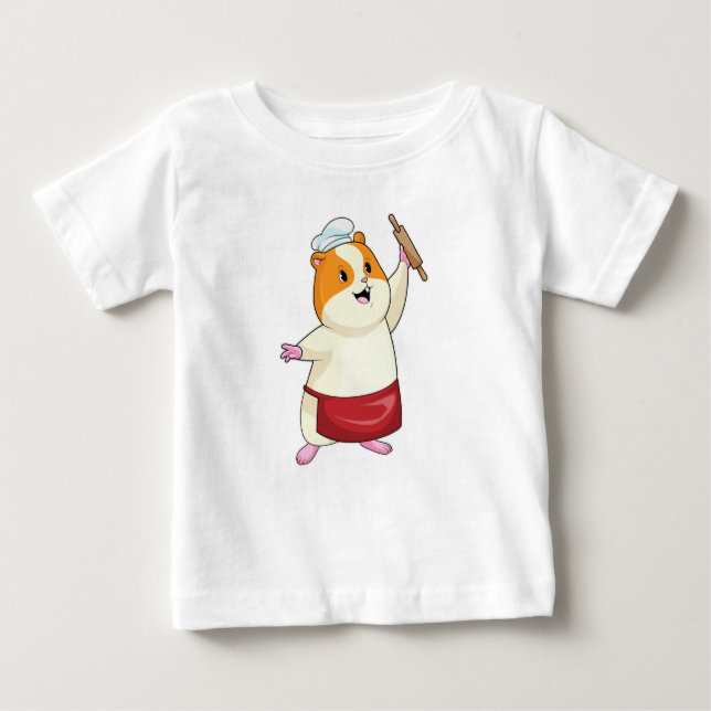 Camiseta Para Bebê Hamster como Baker com Rolling pin (Frente)