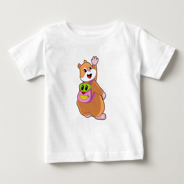 Camiseta Para Bebê Hamster como Estudante com Backpack.PNG (Frente)