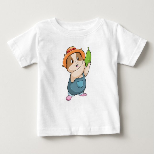 Camiseta Para Bebê Hamster como fazendeiro com abobrinha (Frente)