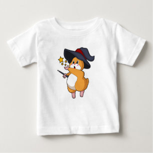 Camiseta Para Bebê Hamster como Feiticeiro com varinha mágica