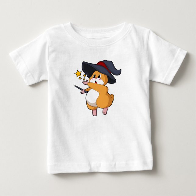 Camiseta Para Bebê Hamster como Mago com Varinha Mágica (Frente)