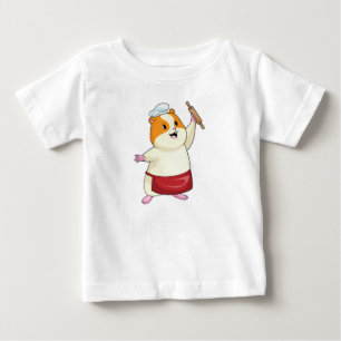 Camiseta Para Bebê Hamster como padeiro com rolo de massa