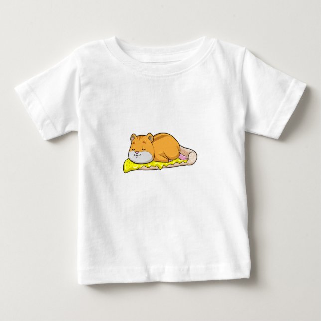 Camiseta Para Bebê Hamster e Pizza com Queijo (Frente)
