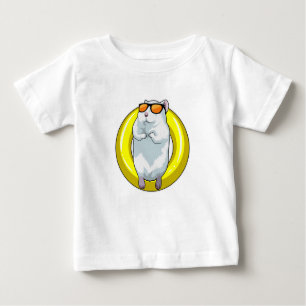 Camiseta Para Bebê Hamster em Nadar com anel de Natação