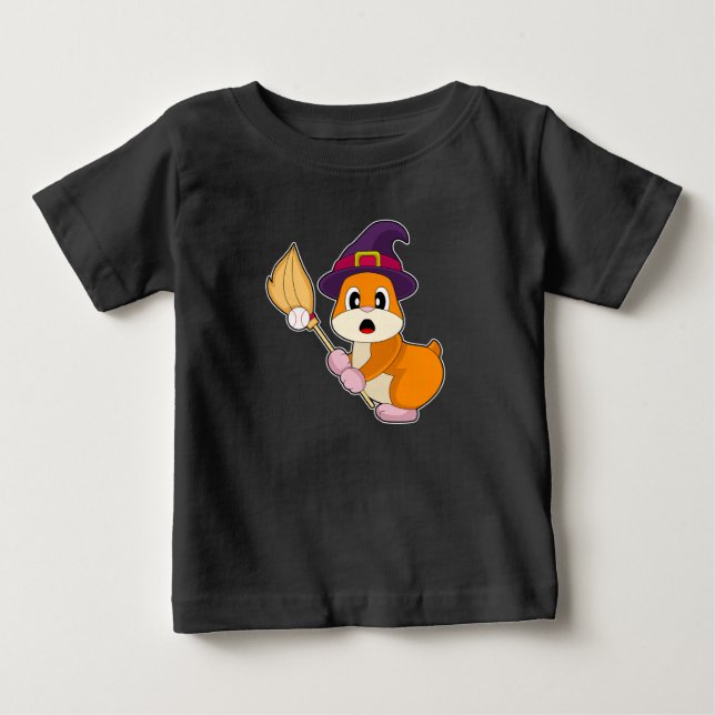 Camiseta Para Bebê Hamster Halloween Beisebol (Frente)