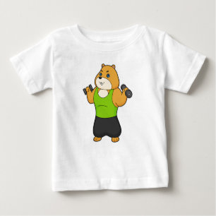 Camiseta Para Bebê Hamster Malhação Dumbbell