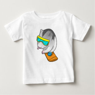 Camiseta Para Bebê Hamster Snowboarder Snowboard