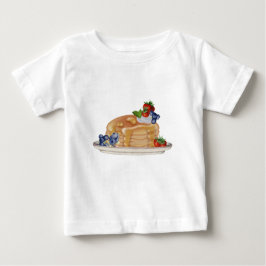 Camiseta Para Bebê Hand Drawn Pancakes Berries Breakfast Food