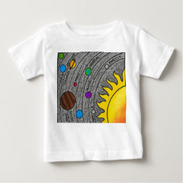 Camiseta Para Bebê Hand-Drawn Solar System Art – Colorful Space Learn