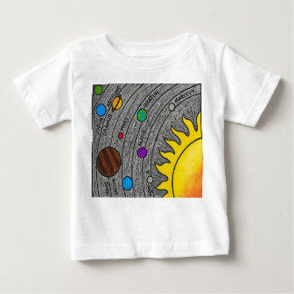 Camiseta Para Bebê Hand-Drawn Solar System Art – Colorful Space Learn