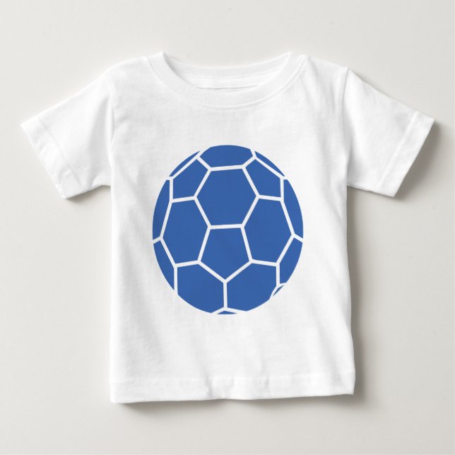Camiseta Para Bebê handball azul da bola (Frente)