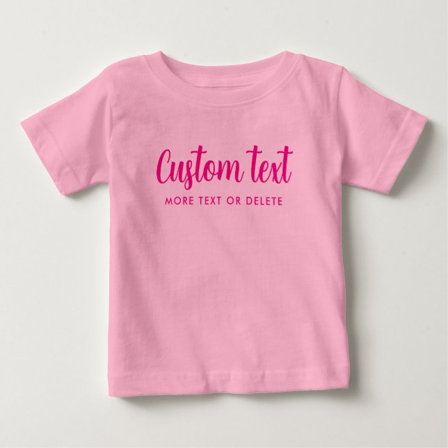 Camiseta Para Bebê Handwritten Custom Text Photo Template Pink (Frente)