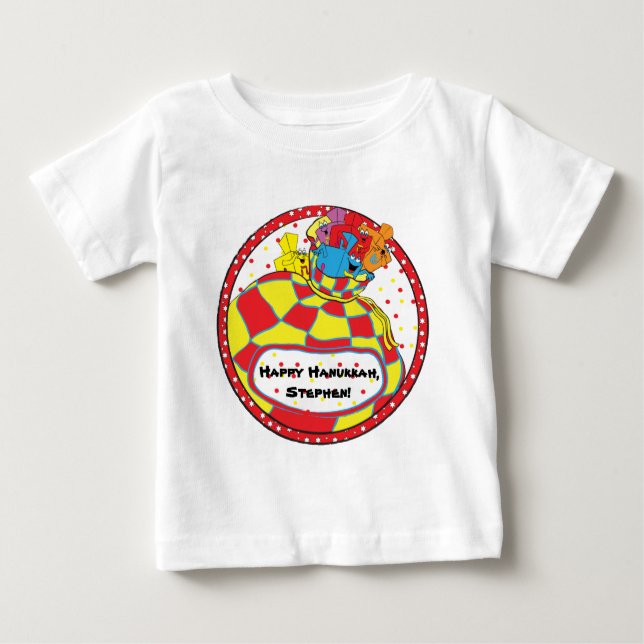 Camiseta Para Bebê Hanukkah Dreidels Baby T-shirt (Frente)