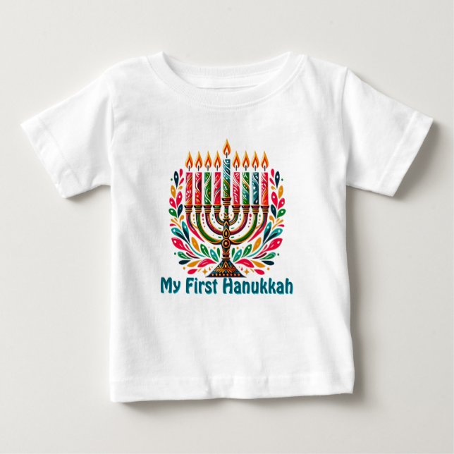 Camiseta Para Bebê Hanukkah Festival Of Lights (Frente)
