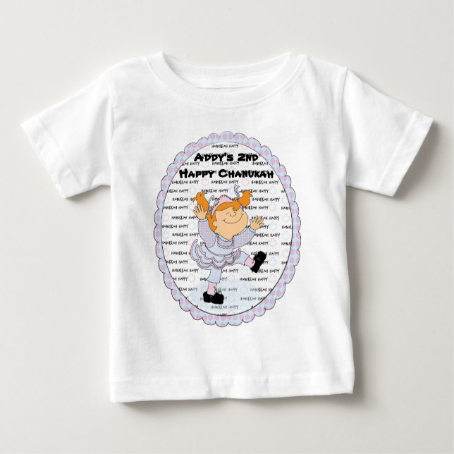 Camiseta Para Bebê Hanukkah Happy Baby Fine Jersey (Frente)