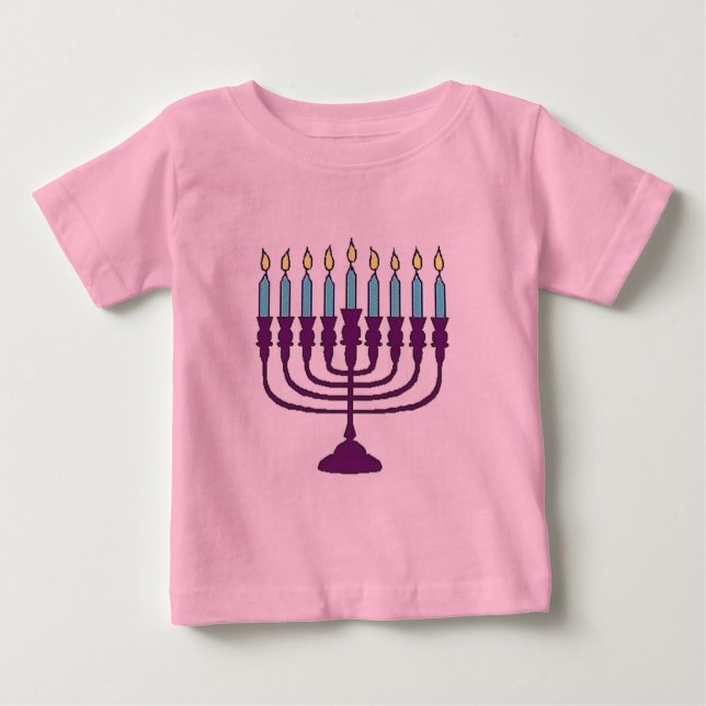 Camiseta Para Bebê Hanukkah Menorah (Frente)
