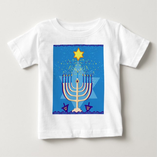 Camiseta Para Bebê hanukkah menorah (Frente)