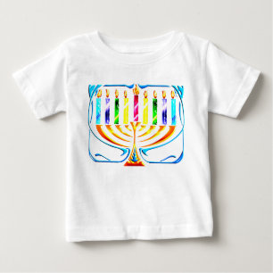 Camiseta Para Bebê Hanukkah Menorah - Chanukah Menorah