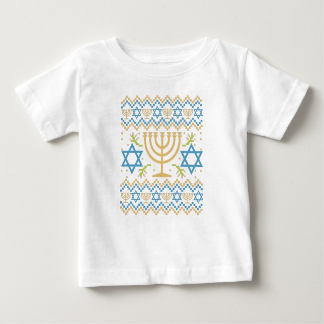 Camiseta Para Bebê Hanukkah Ugly Sweater Jewish Holiday Gift (Frente)