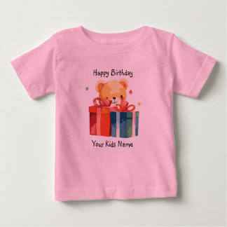 Camiseta Para Bebê Happy Birthday Custom name