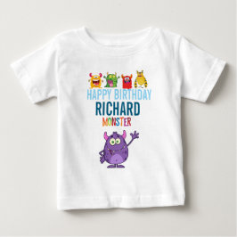 Camiseta Para Bebê Happy Birthday Pen with FUN Monsters kids