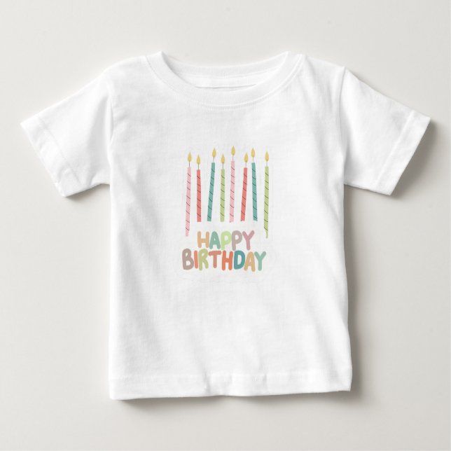 Camiseta Para Bebê Happy Birthday with Candles T-Shirt (Frente)