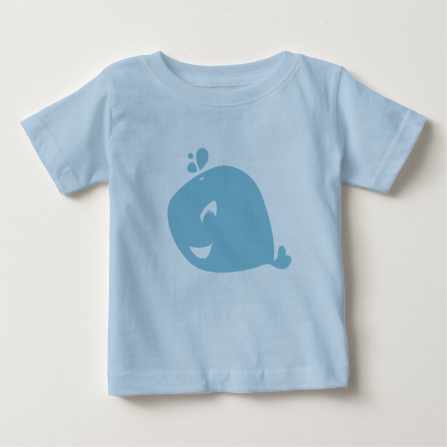 Camiseta Para Bebê Happy Cute Blue Whale (Frente)