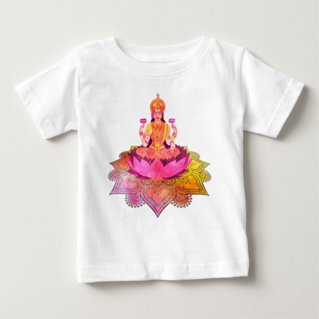 Camiseta Para Bebê Happy Diwali - Deepalavi Lakshmi Goddese 4 (Frente)