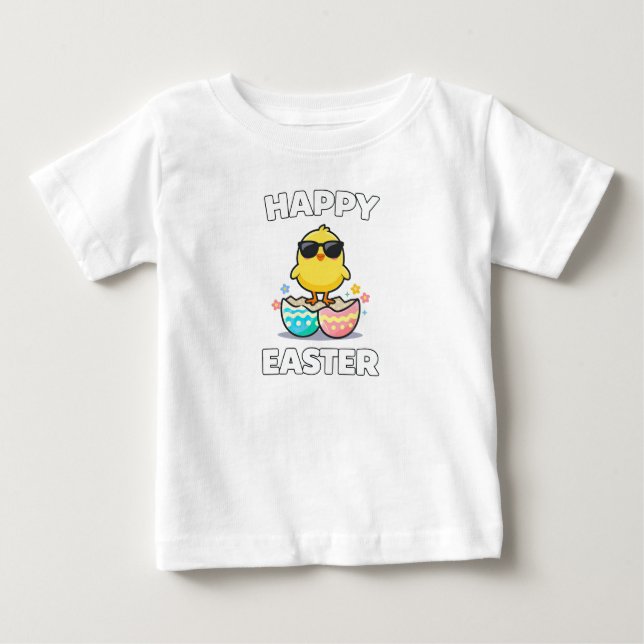Camiseta Para Bebê Happy Easter Cute Chick Spring Holiday Gift (Frente)