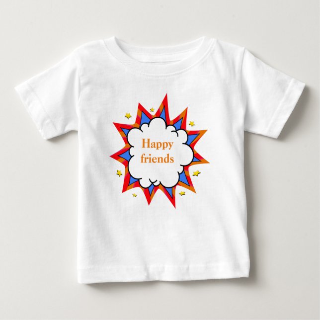 Camiseta Para Bebê Happy friends comic (Frente)