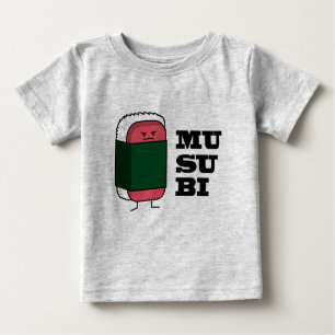 Camiseta Para Bebê Happy Hawaiian Musubi Sushi Nori algas