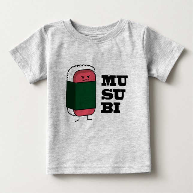 Camiseta Para Bebê Happy Hawaiian Musubi Sushi Nori algas (Frente)