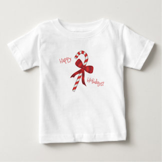 Camiseta Para Bebê Happy Holidays Merry Christmas Candy Cane