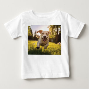 Camiseta Para Bebê Happy Labrador Puppy em execução