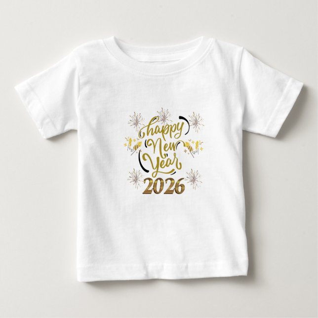 Camiseta Para Bebê Happy New Year 2026 toddler T-Shirt (Frente)
