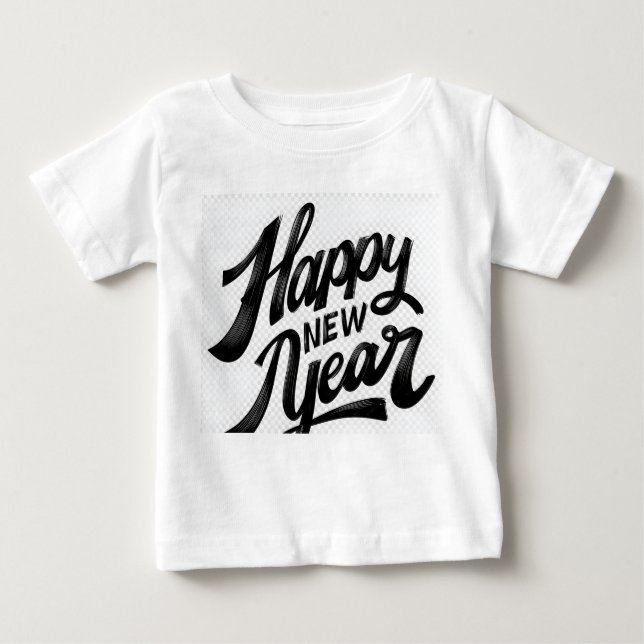 Camiseta Para Bebê Happy New Year Brush‑Style Greeting (Frente)
