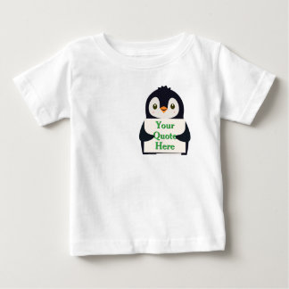 Camiseta Para Bebê Happy penguin holding a sign to personalize