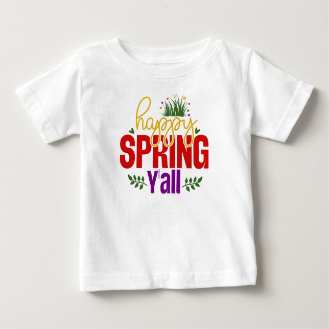 Camiseta Para Bebê Happy Primavera Y’all-90996 (Frente)