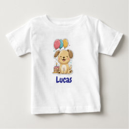 Camiseta Para Bebê Happy Puppy, Boy, Let's Pawty, 1st Birthday