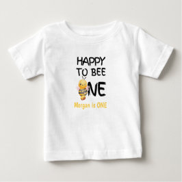 Camiseta Para Bebê Happy To Bee One Honey Yellow Girls 1st Birthday