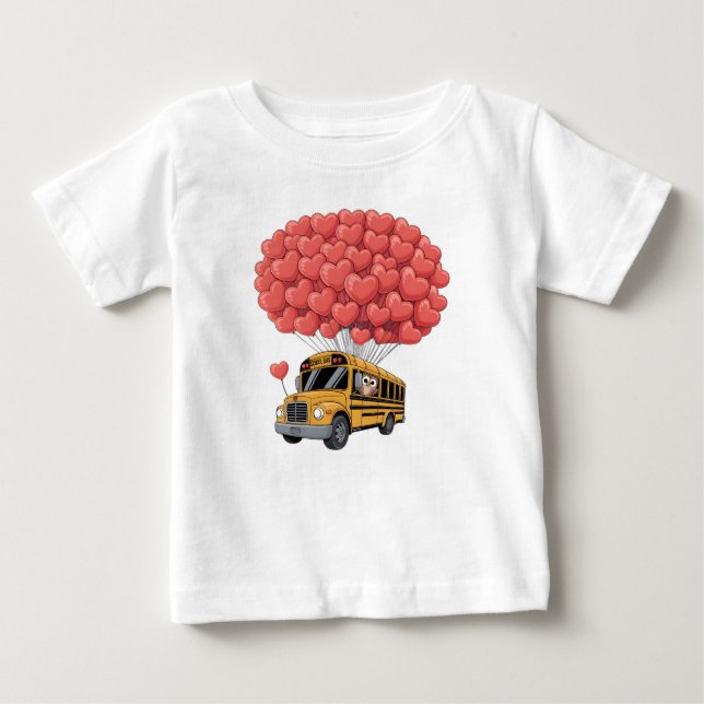 Camiseta Para Bebê Happy Valentine's Day Bus with Owl (Frente)