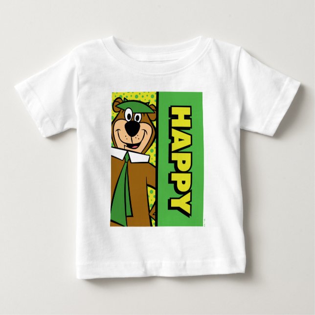Camiseta Para Bebê Happy Yogi Bear (Frente)