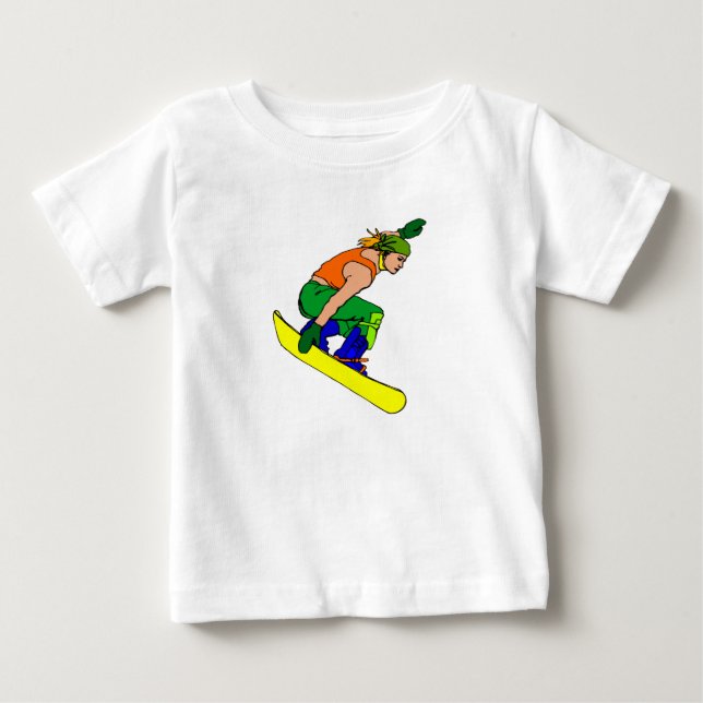 Camiseta Para Bebê Hardcore Snowboard Gal (Frente)