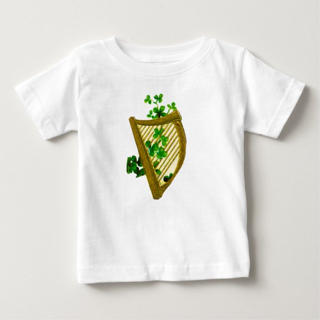 Camiseta Para Bebê Harp & Clovers (Frente)