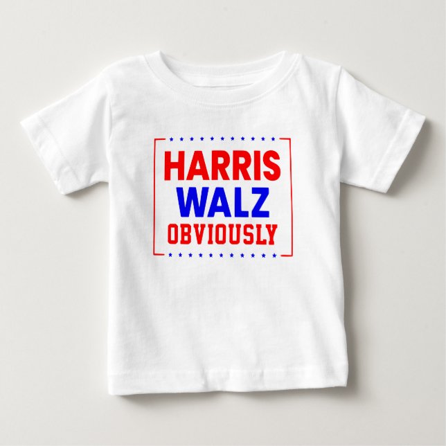 Camiseta Para Bebê Harris Walz Obviamente Kamala Harris para Presiden (Frente)